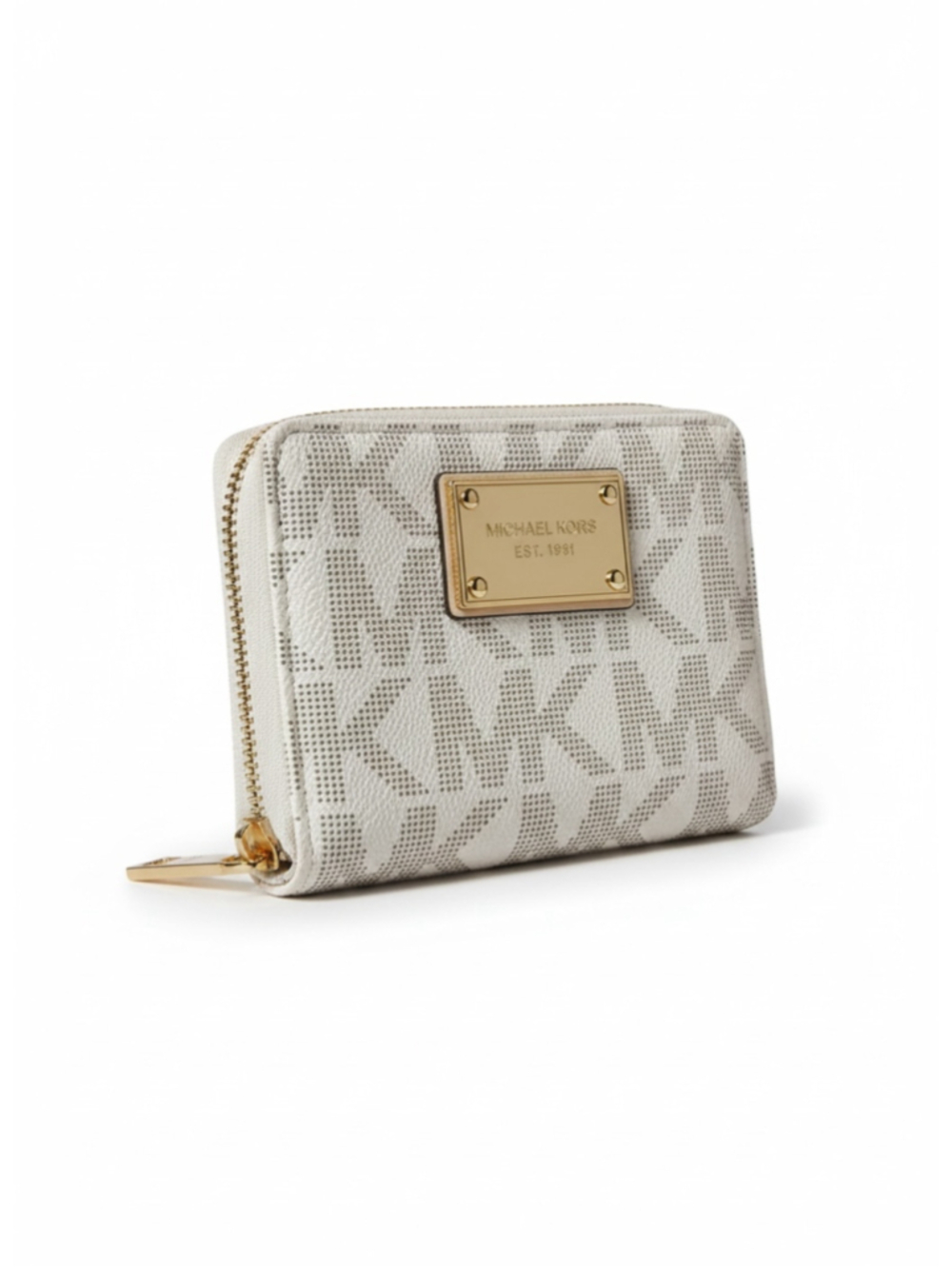 Women's Michael Kors Logo Wallet, White and Gold